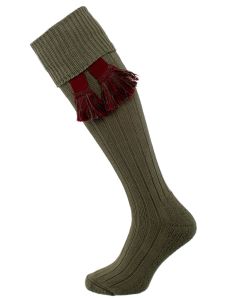 The Allensmore Cotton Cushioned Sole Shooting Sock , Olive with optional garter