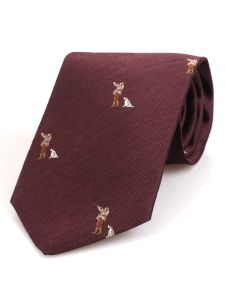 Atkinsons 'Man with Dog' Wool & Silk Woven Tie - Burgundy