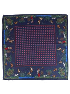 Atkinsons Shooting Scene Silk Pocket Square, Navy