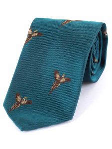 Atkinsons &#039;Soaring Pheasant&#039; Woven Silk Tie, Teal