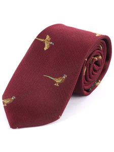 Atkinsons Child's 'Pheasant' Tie - Burgundy