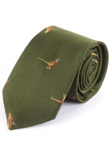 Atkinsons Child's 'Pheasant' Tie - Olive