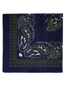 
Large Cotton Handkerchief - Paisley - Navy with Green