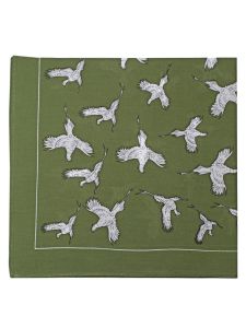 Large Cotton Handkerchief - Pheasant Print - Olive Green