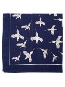 Large Cotton Handkerchief - Pheasant Print - Navy