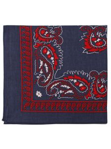 Large Cotton Handkerchief - Paisley - Navy with Red