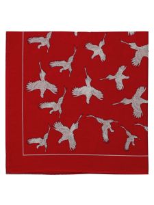 Large Cotton Handkerchief - Pheasant Print - Scarlet