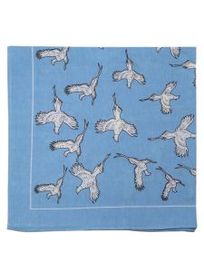 Large Cotton Handkerchief - Pheasant Print - Sky Blue