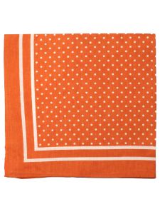 Large Cotton Handkerchief - Spotted - Orange with White Spots