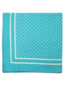 Large Cotton Handkerchief - Spotted - Peacock Blue with White Spots