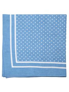 Large Cotton Handkerchief - Spotted - Sky Blue with White Spots