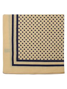 Large Cotton Handkerchief - Spotted - Cream with Navy Spots