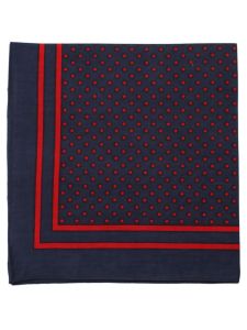 Large Cotton Handkerchief - Spotted - Navy with Red Spots