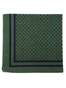 Large Cotton Handkerchief - Spotted - Olive with Navy Spots