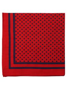 
Large Cotton Handkerchief - Spotted - Red with Navy Spots