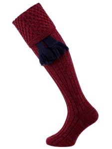 The Chelsea Merino Wool Shooting Sock with optional garter, Berry Mix Marl