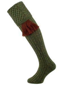 The Chelsea Merino Wool Shooting Sock, Moss Mix Marl with optional garter