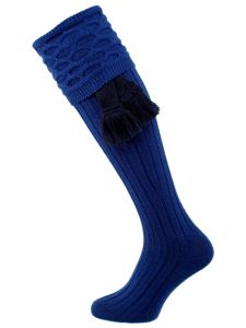 The Crown Merino Wool Shooting Sock, Bluebird with optional garter