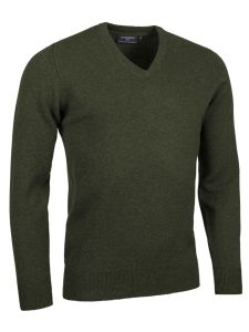 Glenmuir Men's Lambswool Lomond V Neck Sweater, Seaweed Marl