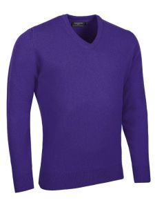 Glenmuir Men's Lambswool Lomond V Neck Sweater, Violet