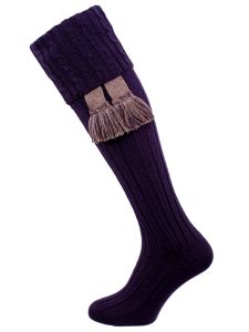 The Harris Cable Shooting Sock, Aubergine