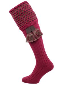 The Honeycomb Shooting Sock with Garter, Crushed Raspberry