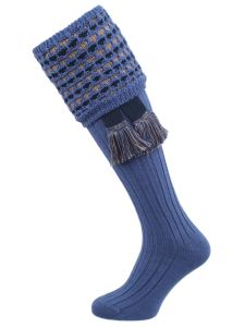 The Honeycomb Shooting Sock with Garter, Dusky Blue