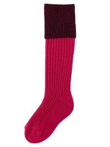 The Junior Lomond Children's Shooting Sock, Fuchsia Pink & Rioja