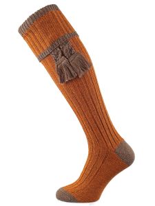 The Kyle Marl Shooting Sock, Honeysuckle & Hazelnut with optional garter