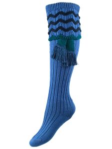 The Lady Grafton Shooting Sock with Garter, Azure