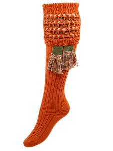 The Lady Honeycomb Shooting Sock & Garter, Burnt Orange