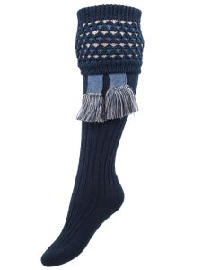 The Lady Honeycomb Shooting Sock & Garter, Indigo