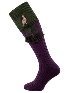 The Lomond Shooting Socks with Grouse Embroidery, Thistle & Spruce