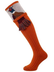 The "Percy" Pheasant Shooting Sock, Burnt Orange with optional garter