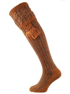 The Reiver Marl Cable Top Shooting Sock, Honeysuckle