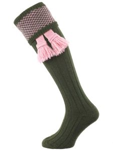 The Penrith Shooting Sock, Olive & Pink