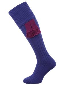 The Dodmarsh Cotton Shooting Sock with Optional Garter, Peacock