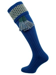 The Whitley Shooting Sock with Garter, London Blue