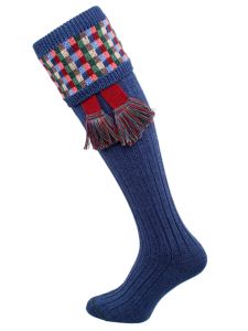 The Ashton Shooting Sock with Garter - Airforce Blue