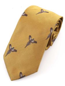 Atkinsons 'Soaring Pheasant' Woven Silk Shooting Tie, Mustard