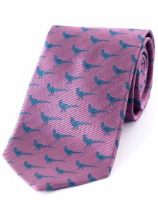 Atkinsons &#039;Pheasant&#039; Two Tone Woven Silk Tie, Pink &amp; Blue