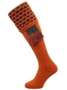 The "Big Bee" Honeycomb Shooting Sock with Garter, Burnt Orange