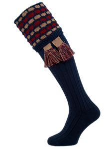 The "Big Bee" Honeycomb Shooting Sock with Garter, Indigo