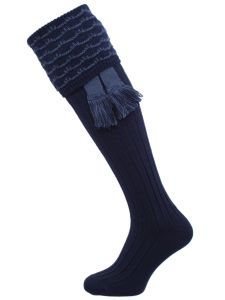 The Hopton Shooting Sock with Garter, Navy & St Andrews Blue