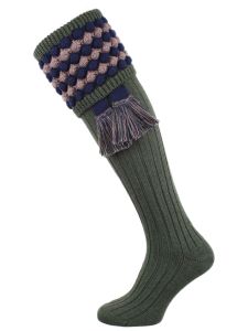 The Angus Shooting Sock, Spruce with Navy & Bison