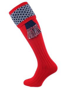 The Whitley Shooting Sock and Garter Set, Brigade Red