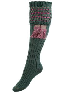 The Lady Honeycomb Shooting Sock with Garter, Forest Green