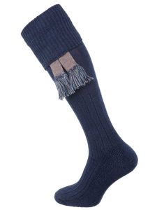 The Dormington Cotton Shooting Sock with Cushion Sole with optional garter, Midnight Marl