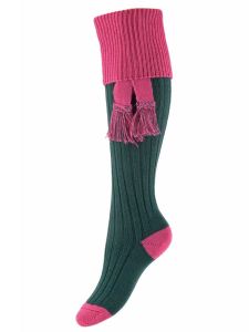 The Lady Lomond Shooting Sock, Forest & Calla Pink