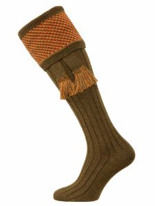 The Tayside Raindrop Sock Bracken with optional garter | The Shooting Sock Co